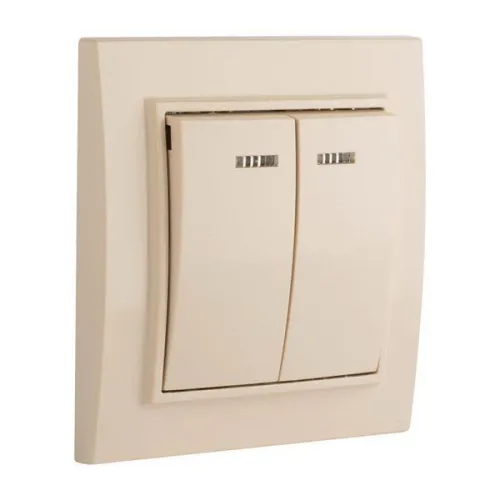 Выключатель 2-кл. СП Минск 10А IP20 с индикатором беж. EKF ERV10-123-20 фото 4