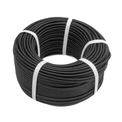 Труба гофрированная ПП легкая dвн 5.0мм dнар 7.2мм безгалоген. 350 Н (HF) стойкая к УФ черн. (уп.100м) Промрукав PR02.0427 фото 3