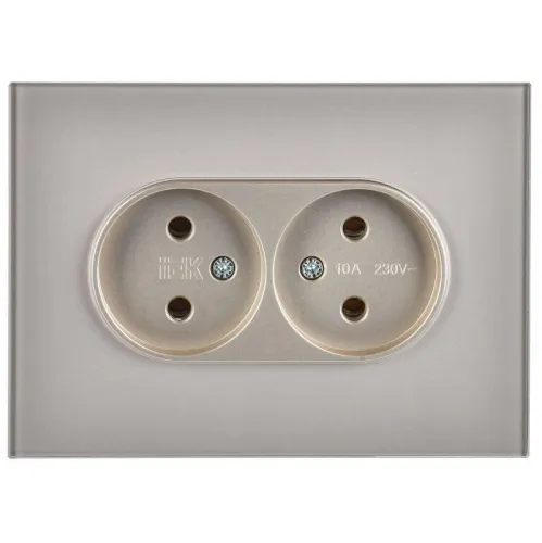 Розетка 2-м SKANDY 10А без заземл. без защ. шторок для плоской вилки SK-R03Sh шампань IEK SK-R20-10-K37 фото 2