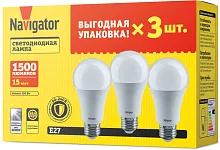 Лампа светодиодная 95 321 NLL-A60-15-230-4K-E27-PACK3 NAVIGATOR 95321
