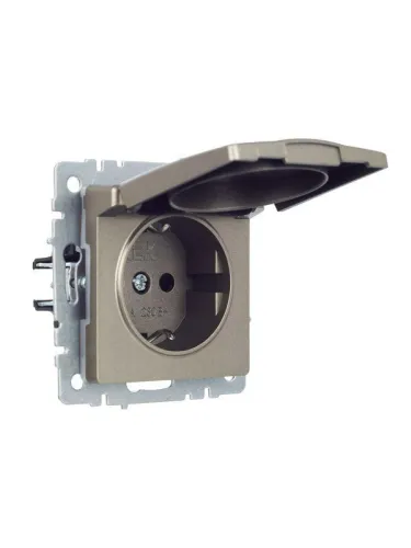 Розетка BRITE РСбш10-3-44-БрШ 16А IP44 с заземл. защ. шторки с крышкой механизм шампань IEK BR-R16-16-44-K37 фото 2