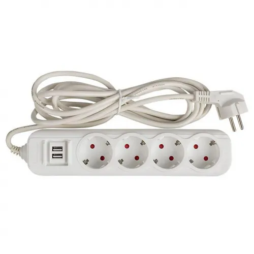 Удлинитель 4х2м 16А IP20 Эксперт 3.5кВт 2хUSB 2.1А ПВС 3х1 PROxima EKF UBA16-2USB-4-02i фото 3