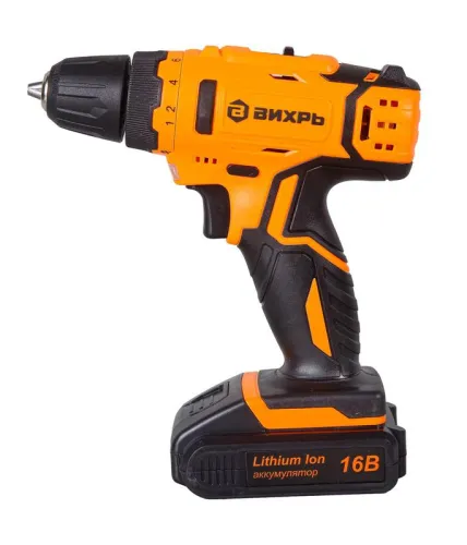 Дрель-шуруповерт аккумуляторная ДА-16Л-2КА с набором оснастки 65 предметов Вихрь 72/14/49 фото 9