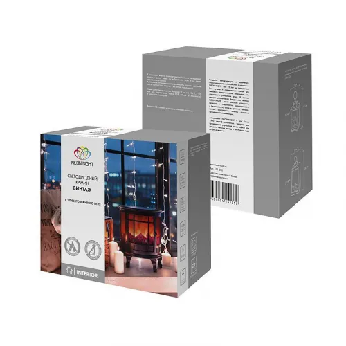 Камин светодиодный "Винтаж" 30х16х35.5см эффект живого огня USB и элементы питания 3хC (не в компл.) Neon-Night 511-032 фото 8