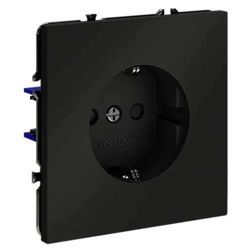 Розетка 1-м СП S70 16А с заземл. защ. шторки механизм черн. матов. Voltum VLS040208 фото 7