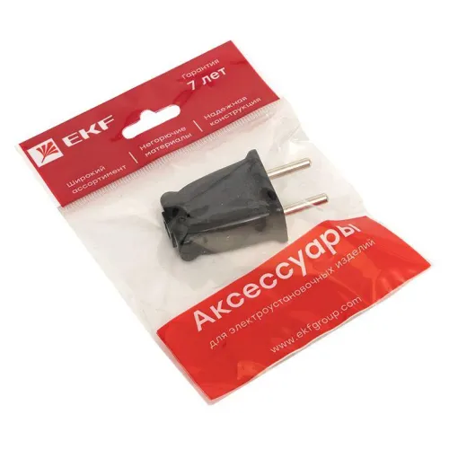 Вилка плоская 10А 250В без заземл. черн. PROxima EKF AVP10-30-rpl фото 3