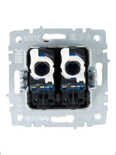 Розетка компьютерная двойн. СП RJ45 кат.6 BRITE РК11-2-БрКр механизм беж. IEK BR-K20-2-K10 фото 5