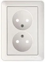 Розетка 2-м СП W59 16А IP20 без заземл. защ. шторки бел. SE RS16-254-18