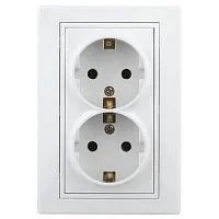 Розетка 2-м СП Plano 1-208-01 16А IP20 250В 2х2P+E Schuko защ. шторки бел. Intro Б0053933