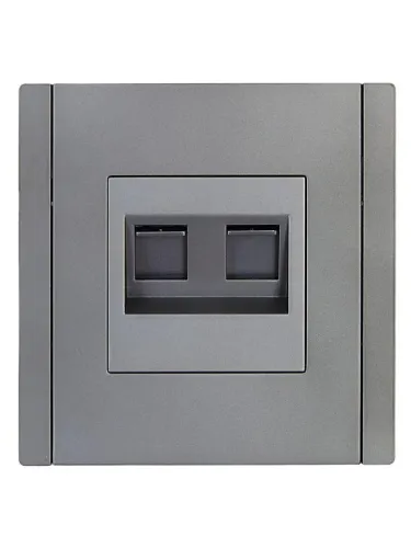 Розетка 2-м RJ11+RJ45 кат.5E FORTE&PIANO FP535 сталь IEK FP-KT20-O-1-K46 фото 3