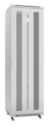 Шкаф монтажный телекоммуникационный напольн. ND-05C-42U60/60 19дюйм 42U 600х600х2055мм для распределит. и серверн. оборудования; передн. и задн. перфорир. двери ручка с замком RAL 7035 сер. Cabeus 7227c