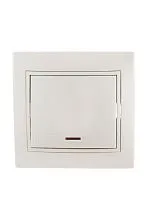 Выключатель 1-кл. СП Mira 10А IP20 с подсветкой со вставкой жемчуж./бел. перламутр. LEZARD 701-3030-111