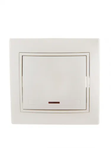 Выключатель 1-кл. СП Mira 10А IP20 с подсветкой со вставкой жемчуж./бел. перламутр. LEZARD 701-3030-111