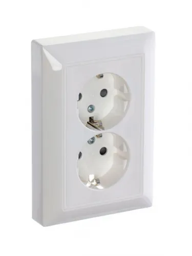 Розетка 2-м СП Basic 16А IP20 250В Schuko защ. шторки механизм альп. бел. ABB 2CKA002021A0378 фото 4