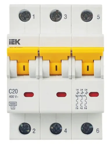 Выключатель автоматический модульный 3п C 20А 6кА ВА47-60M KARAT IEK MVA31-3-020-C фото 10