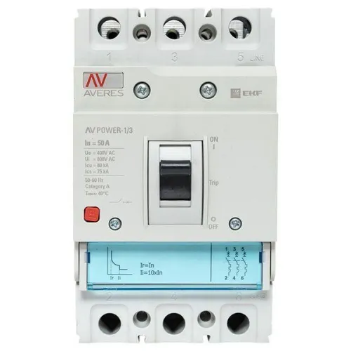 Выключатель автоматический 50А 80кА AV POWER-1/3 TR AVERES EKF mccb-13-50H-TR-av фото 3