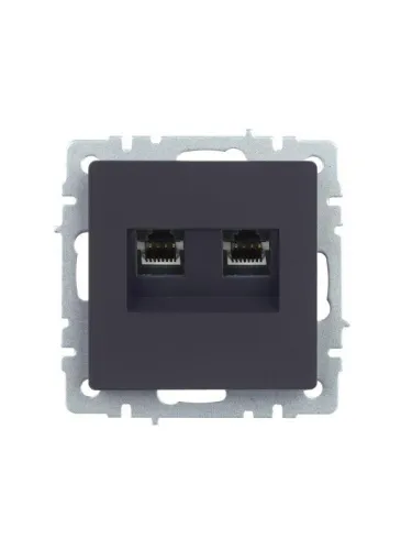 Розетка компьютерная 2-м СП BRITE RJ45 кат.5E РК10-2-БрГ механизм графит IEK BR-K20-1-K53 фото 2