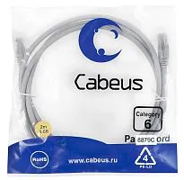 Патч-корд U/UTP кат.6 PC-UTP-RJ45-Cat.6-2m-LSZH 2xRJ45/8p8c неэкранир. LSZH 2м сер. Cabeus 8879c