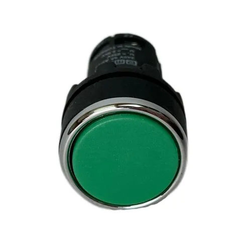 Кнопка нажимная моноблочная 22мм IP 40 1НО+1НО зел. EMAS MB101DY фото 2