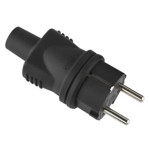Вилка каучуковая прямая с/з 16А 230В IP44 черн. Duwi 27454 4 фото 2