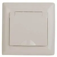 Розетка 1-м СП Solo 4-203-02 16А 250В IP20 2P+E Schuko с заземл. защ. крышка слон. кость Intro Б0053658