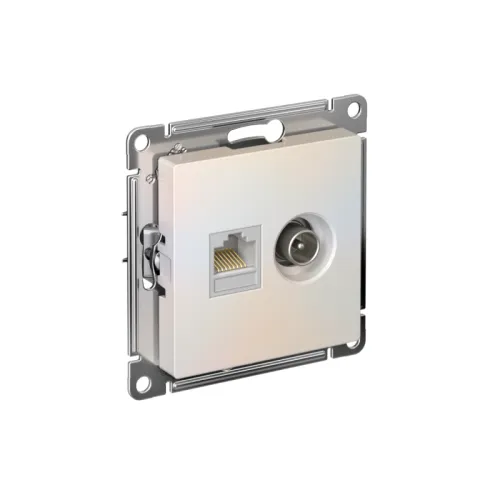 Розетка компьютерная + телевизионная 2-м СП AtlasDesign RJ45 кат.5E + TV механизм жемчуж. SE ATN000489