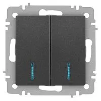 Выключатель 2-кл. СП Accent 6-105-07 10А IP20 250В с подсветкой AL/CU графит Intro Б0063521