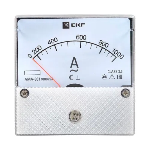 Амперметр аналоговый AM-A801 на панель 80х80 кругл. вырез 1000А трансф. подкл. EKF am-a801-1000/ama-801-1000 фото 3