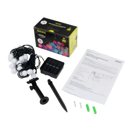 Светильник светодиодный SLR-G07-30M садовый; гирлянда матов. шарики мультицвет солнечная батарея ФАZА 5040847 фото 8