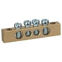 Шина NO-122-01 PEN земля-ноль 6х9мм 4/2 латунная с креплениями по краям Эра Б0047215