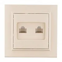 Розетка компьютерная + телефонная 2-м СП Минск RJ45 + Phone беж. EKF ERK00-135-20