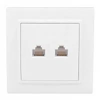 Розетка компьютерная + телефонная 2-м СП Минск RJ45 + Phone бел. Basic EKF ERK00-135-10