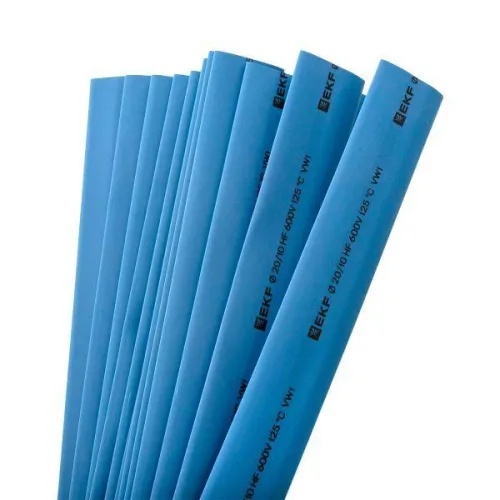 Трубка термоусадочная ТУТ нг 20/10 син. 1м (уп.50м) PROxima EKF tut-20-g-1m фото 2