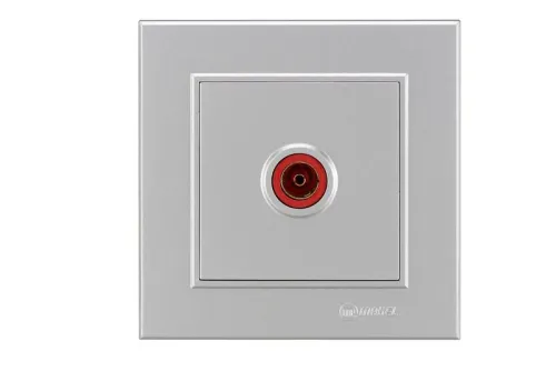 Розетка телевизионная проходная TV СП Karea 16А IP20 серебр. Makel 56065007