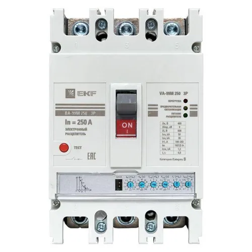 Выключатель автоматический 3п 250/250А 50кА ВА-99М PROxima электр. расцеп. EKF mccb99-250-250me фото 5