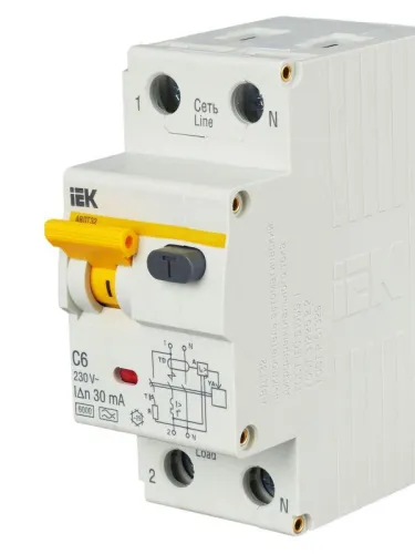 Выключатель автоматический дифференциального тока 2п (1P+N) C 6А 30мА тип A 6кА АВДТ-32 KARAT IEK MAD22-5-006-C-30 фото 10