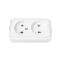 Розетка 2-м ОП 16А IP20 без заземл. бел. Bylectrica РА16-260