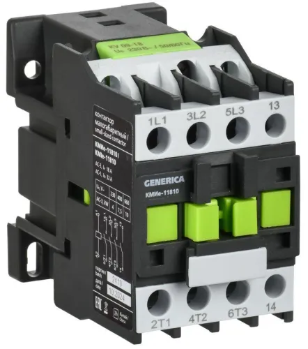 Контактор КМИе-11810 18А 110В/АС3 1НО GENERICA KKME11-018-110-10