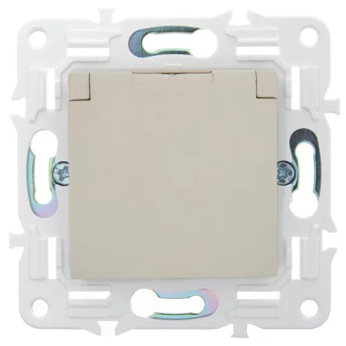 Розетка 1-м SKANDY 16А IP44 с заземл. защ. шторки с крышкой SK-R11B беж. IEK SK-R16-16-44-K10 фото 2