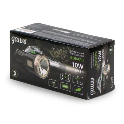 Фонарь аккумуляторный ручной GFL209 10Вт 250лм Li-ion 1200мА.ч LED GAUSS GF209 фото 3
