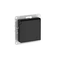 Розетка AtlasDesign 16А IP20 с заземл. защ. шторки с крышкой быстрозажим. клем. механизм карбон SE ATN001046S