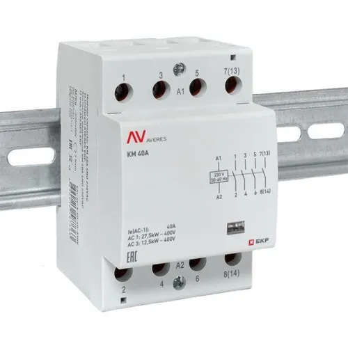 Контактор модульный КМ 40А 4NO 230В AC (3 мод.) AVERES EKF km-av-3-40-40-230V фото 3