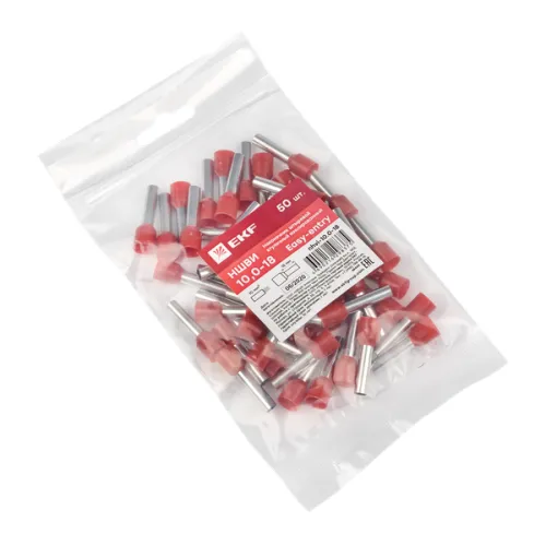 Наконечник штыревой втулочный изол. НШвИ 10.0-18 (уп.50шт) EKF nhvi-10.0-18 фото 4