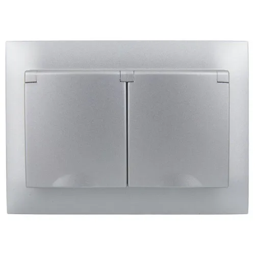 Розетка 2-м SKANDY 16А IP44 с крышкой в сборе SK-R12S серебр. IEK SK-R26-16-44-K23-F фото 3