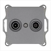 Розетка телевизионная оконечная TV + FM 2-м Ф9.5мм механизм алюм. Jasmart G6204S