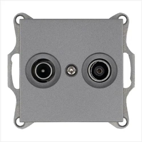 Розетка телевизионная оконечная TV + FM 2-м Ф9.5мм механизм алюм. Jasmart G6204S