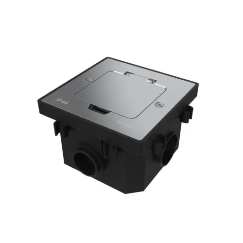 Лючок MultiDesk MDK20 на 2мод. IP44 с монтажной коробкой для бетонных полов серебр. SE MDK20202SC