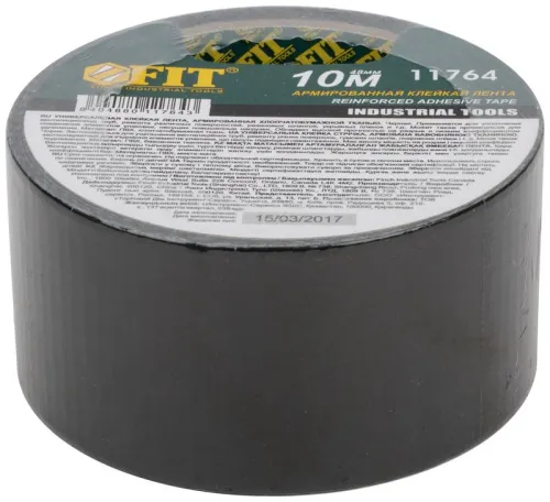 Лента клейкая универсальная армированная "Ductape" 48ммх10м черн. FIT 11764 фото 3