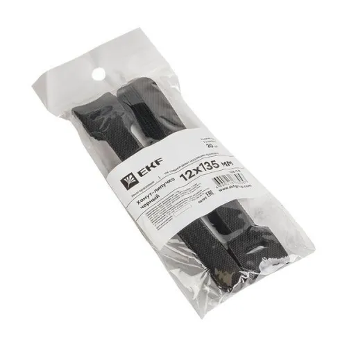 Хомут-липучка 12х135мм черн. (уп.20шт) PROxima EKF hlct-1-b фото 4