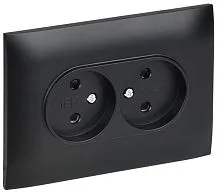 Розетка 2-м SKANDY 10А без заземл. защ. шторки в сборе SK-R09Bl черн. IEK SK-R23-10-K02-F